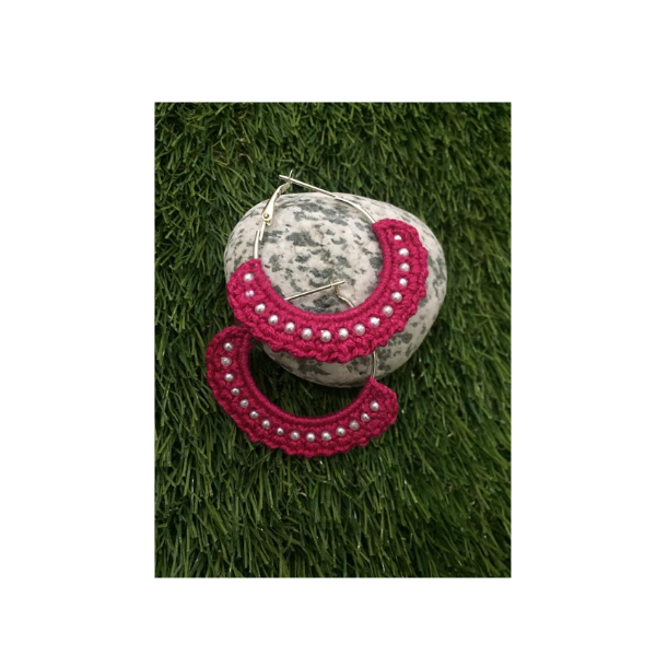 crochet thread and sequence earrings